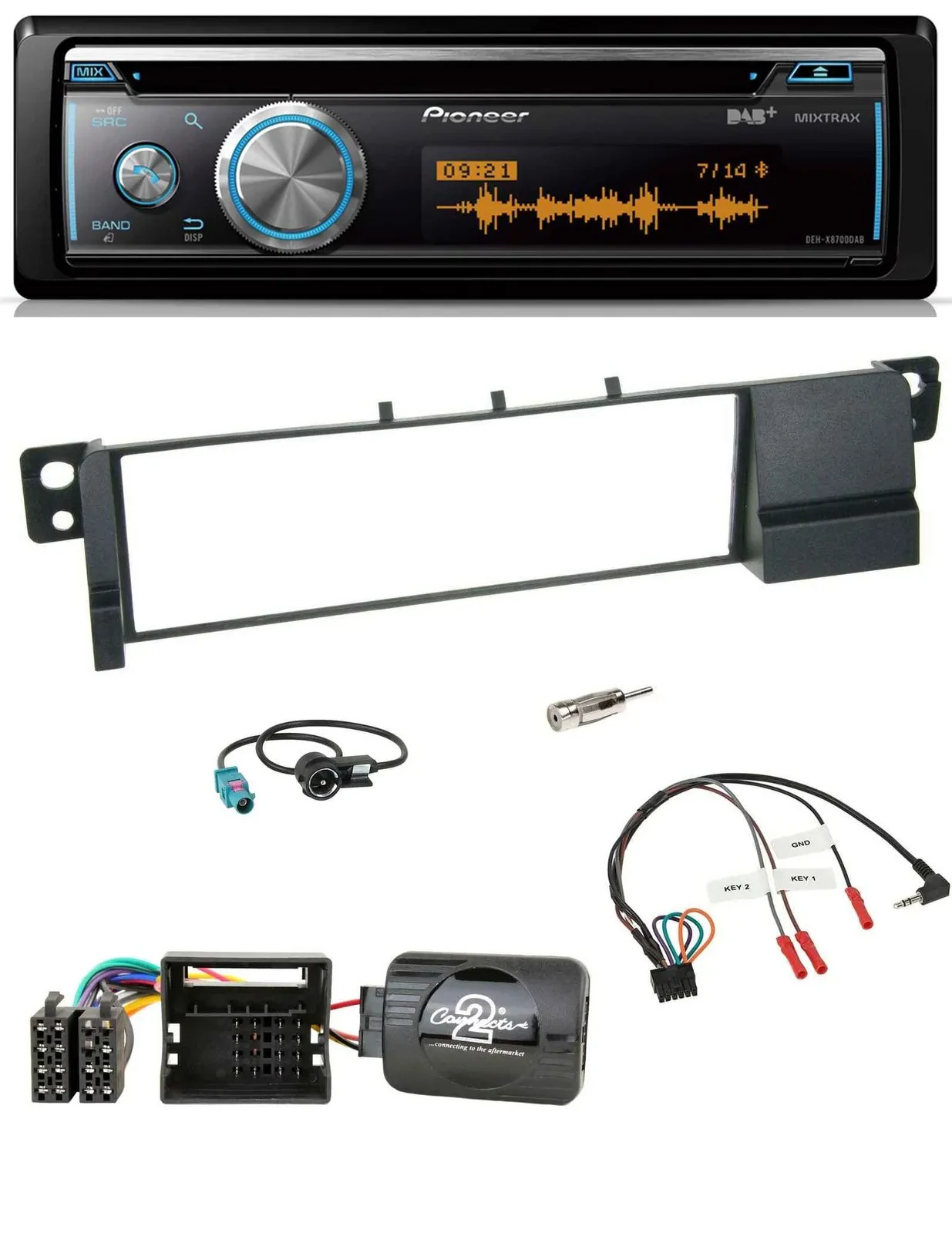 Pioneer Lenkrad DAB USB CD Bluetooth Autoradio für BMW 3er E46 2001-2007 Quadloc