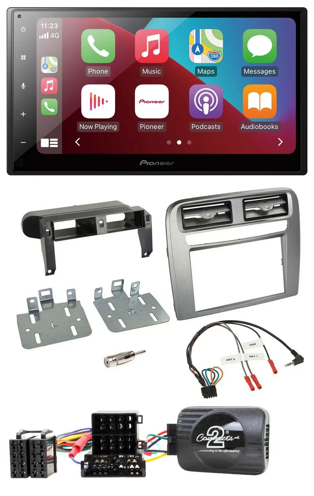 Pioneer USB Lenkrad DAB 2DIN Bluetooth Autoradio für Fiat GrandePunto 05-06 anth