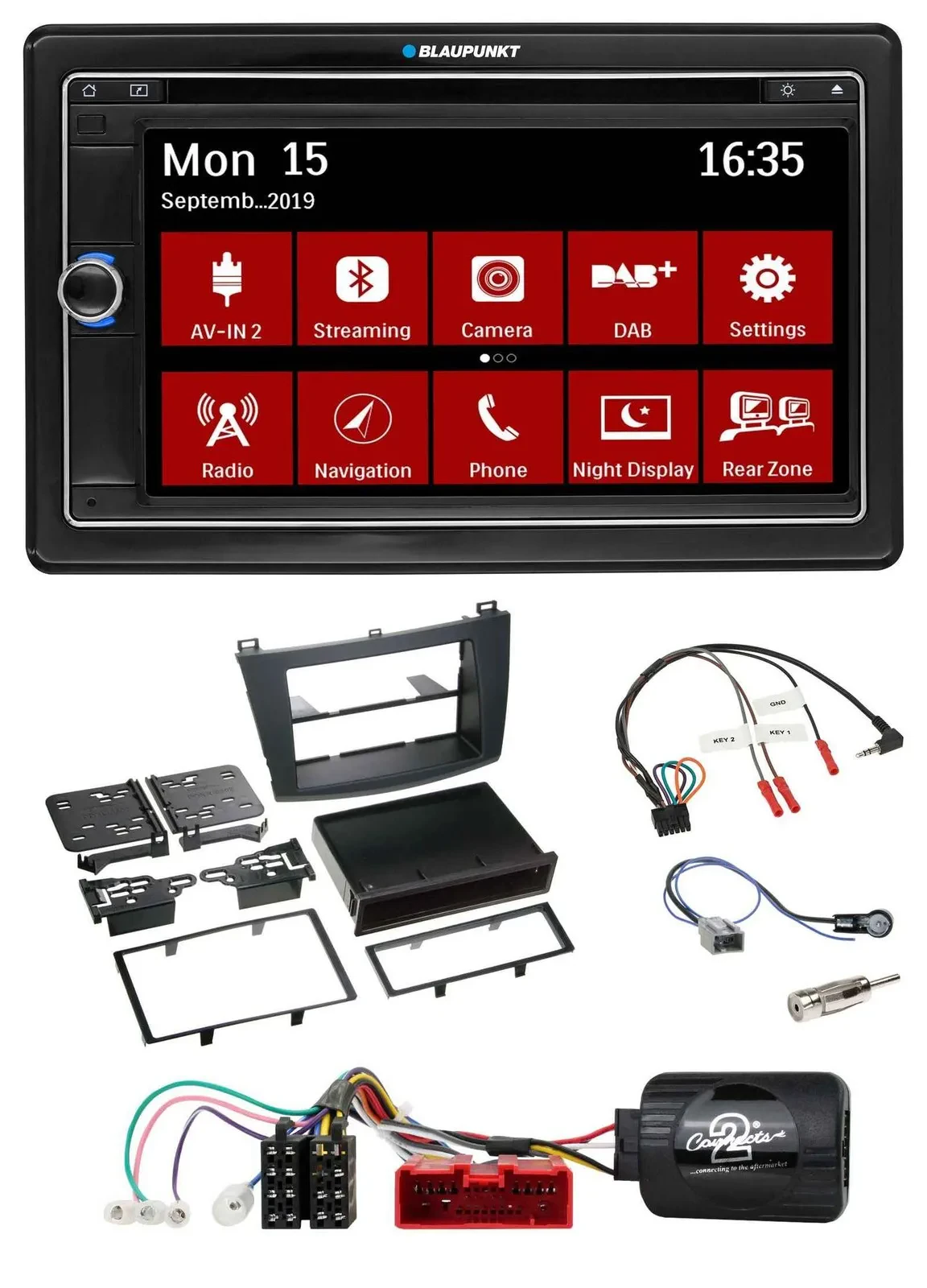 Blaupunkt 2DIN USB DAB Lenkrad Bluetooth TMC Navigation für Mazda 3 09-13 analog