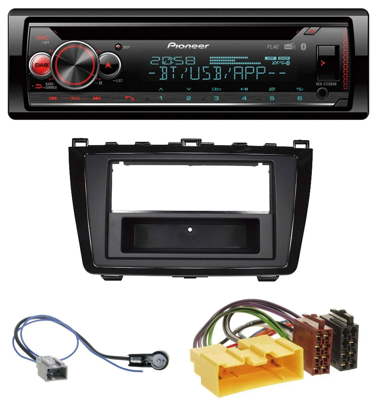Pioneer MP3 DAB CD Bluetooth USB Autoradio für Mazda 6 (08-12) - glänzend