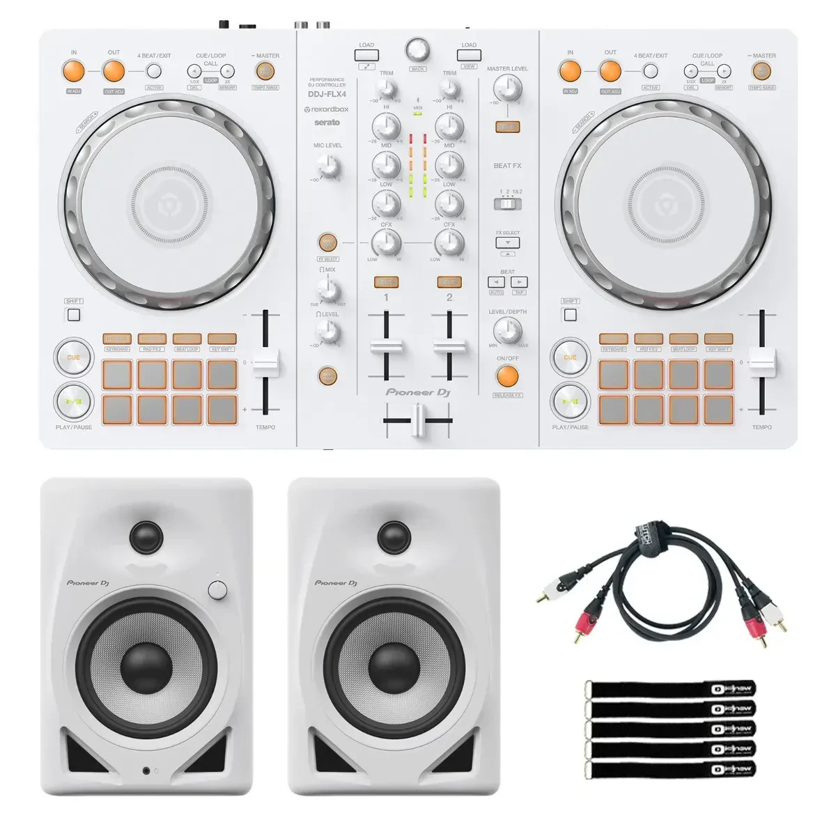 DJ-контроллер с джогом Pioneer DDJ-FLX4-W White с мониторами