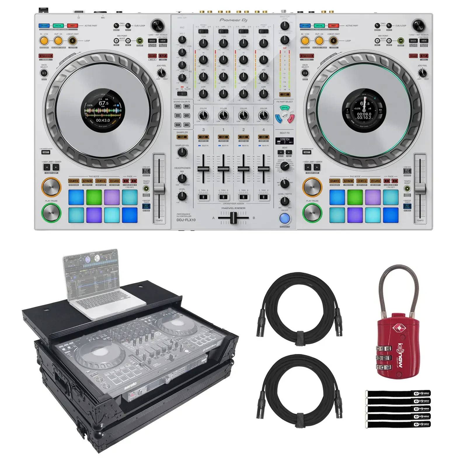 DJ-контроллер с джогом Pioneer DDJ-FLX10 White с аксессуарами
