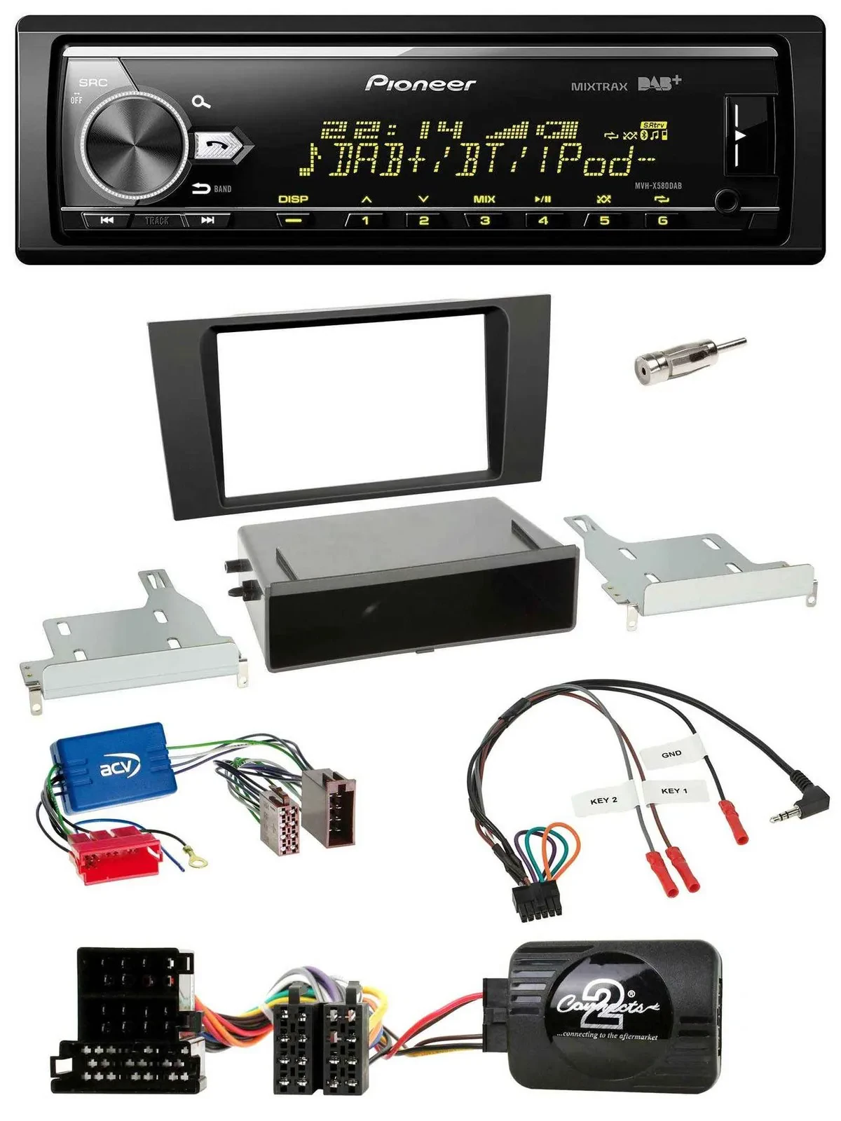 Pioneer Bluetooth USB DAB Lenkrad Autoradio für Audi A4 B5 1999-2001 Aktivsystem