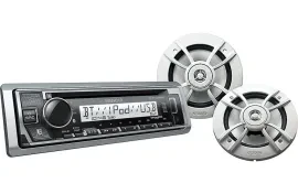 Kenwood PKG-MR382BT | Single DIN Marine Receiver with Speakers