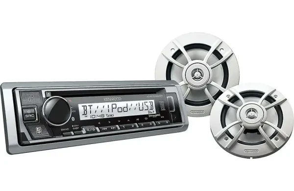 Kenwood PKG-MR382BT | Single DIN Marine Receiver with Speakers