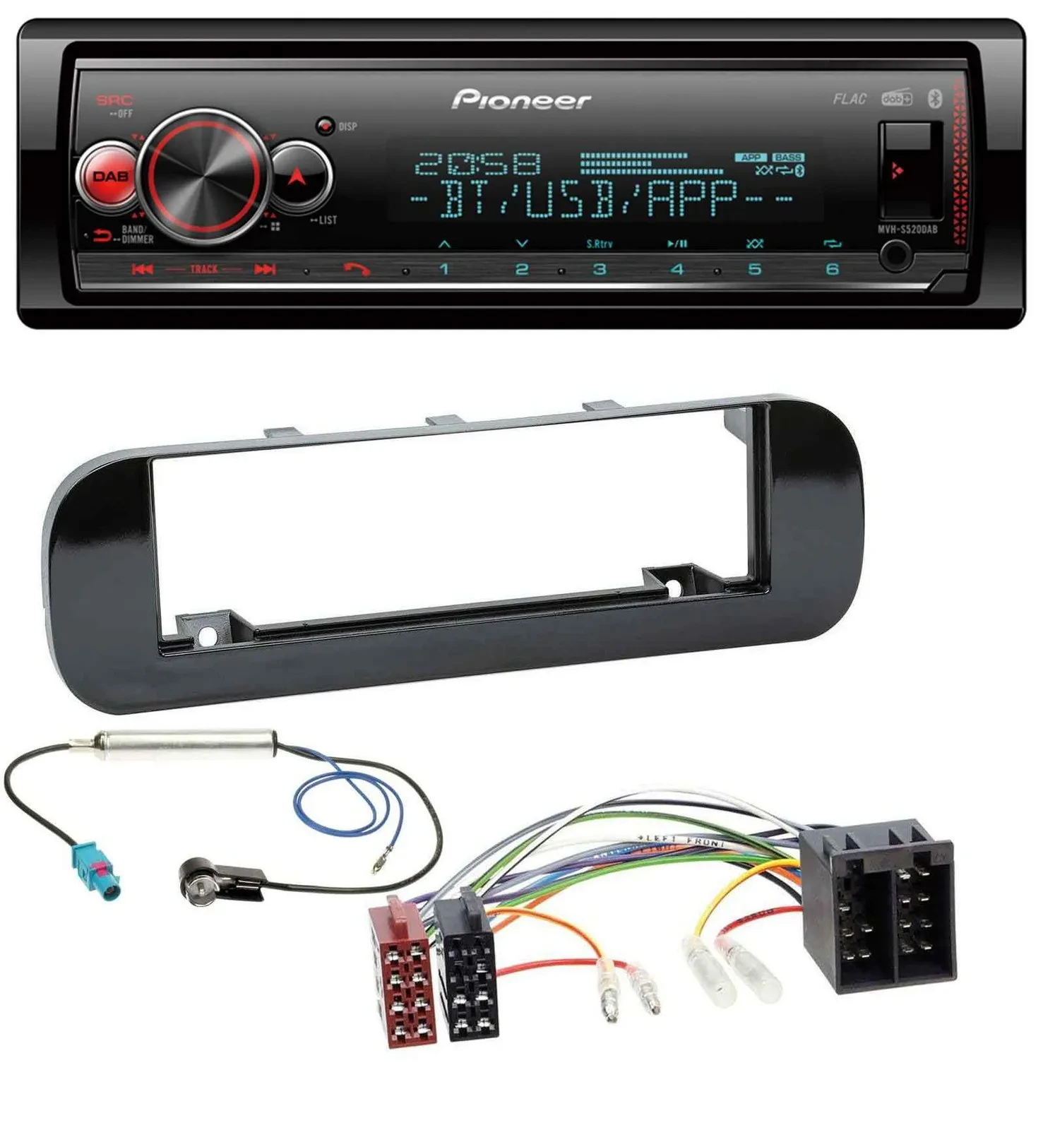 Автомагнитола для Fiat Panda (с 2012) Pioneer Bluetooth USB MP3 DAB глянцевая