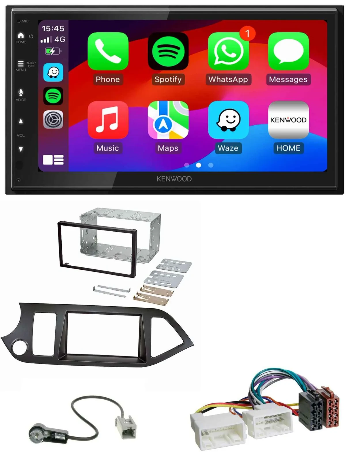 Автомагнитола для Kia Picanto (с 2011, Start-Stop) Kenwood 2DIN, DAB, Bluetooth, USB, MP3