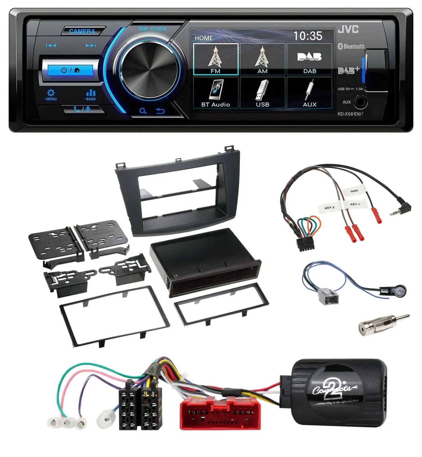 JVC Bluetooth Lenkrad USB DAB Autoradio für Mazda 3 2009-2013 analog