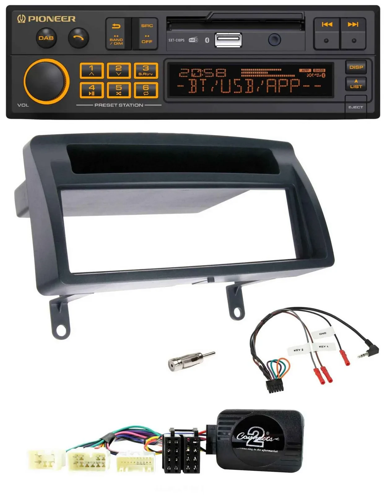 Автомагнитола для Toyota Corolla E12 (2001–2007) Pioneer DAB, USB, Bluetooth, поддержка управления с руля