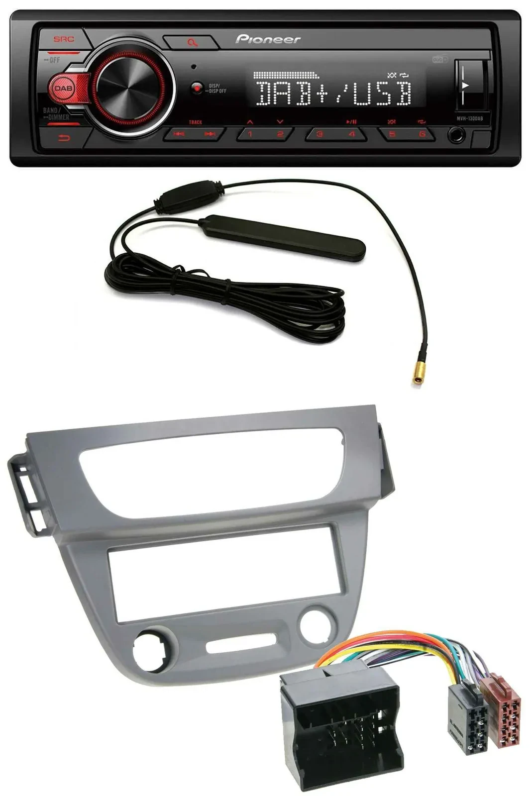 Pioneer MP3 DAB 1DIN AUX USB Autoradio für Renault Megane 3 Quadlock 09-14 grau