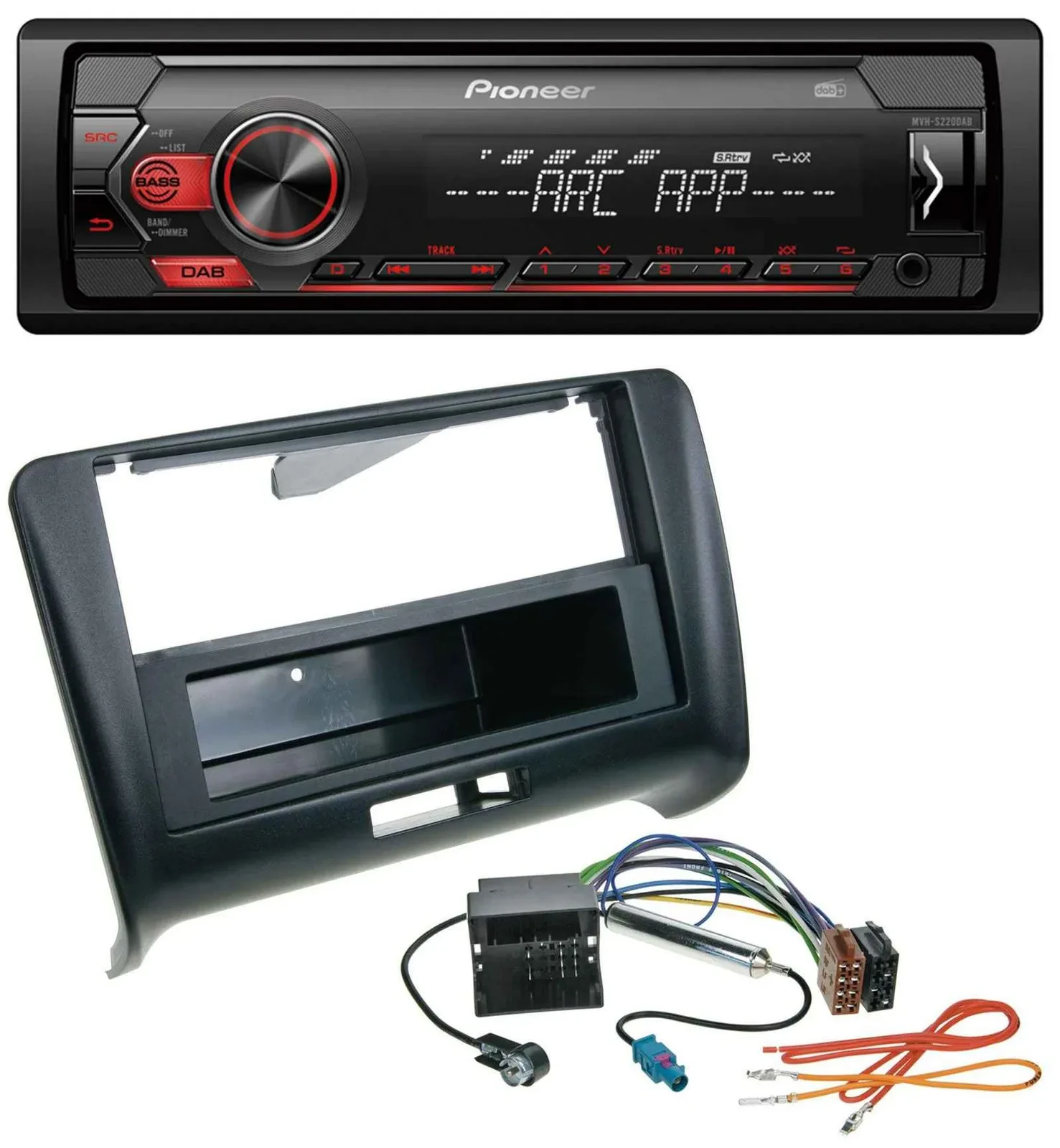 Pioneer DAB 1DIN MP3 AUX USB Autoradio für Audi TT (2006-2014) - Quadlock