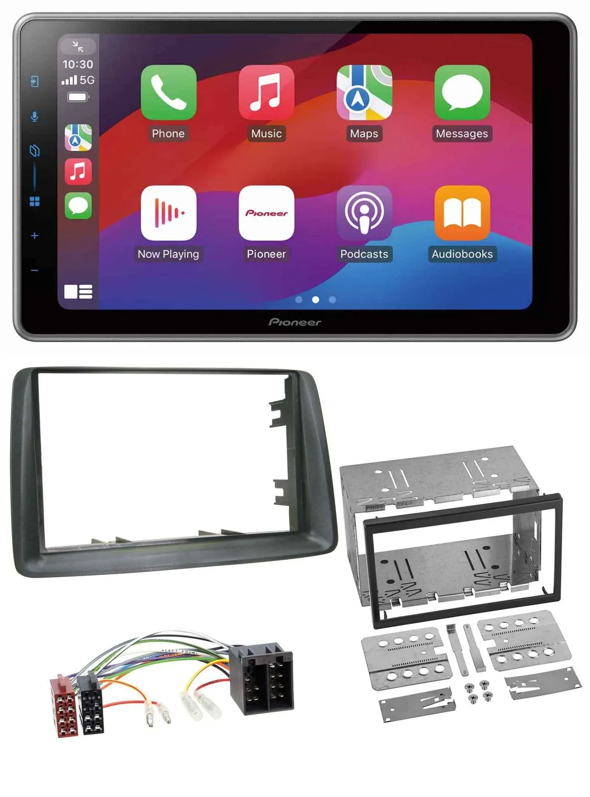 Pioneer MP3 USB DAB Bluetooth 2DIN Autoradio für Fiat Panda 2003-2012 grau