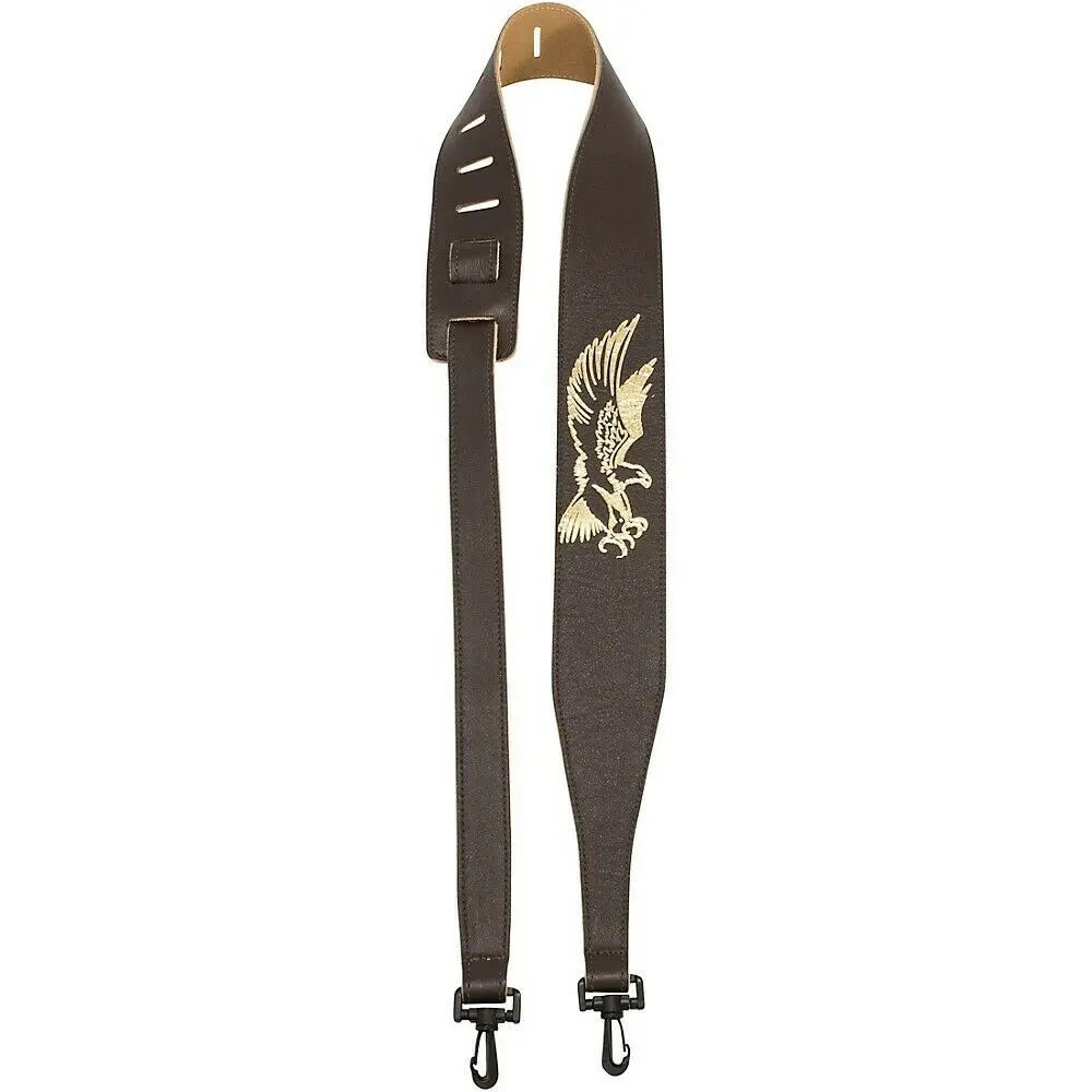 Ремень для гитары Perri's Garment Leather Banjo Strap With Embossed Eagle Brown 2.5 in.
