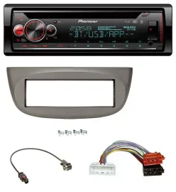 Автомагнитола Pioneer MP3 DAB CD Bluetooth USB для Renault Twingo (с 2015), бежево-серая