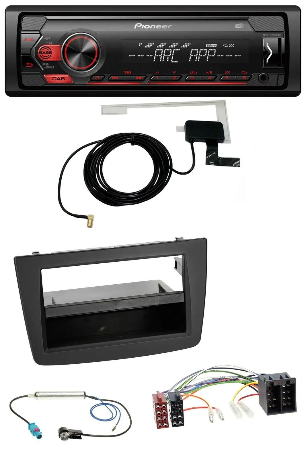 Pioneer 1DIN USB DAB MP3 AUX Autoradio für Alfa Romeo Mito 955 08-14 ISO schwarz