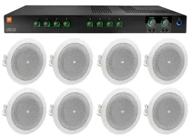 Потолочная акустика JBL 8124 White с усилителем (8 штук)
