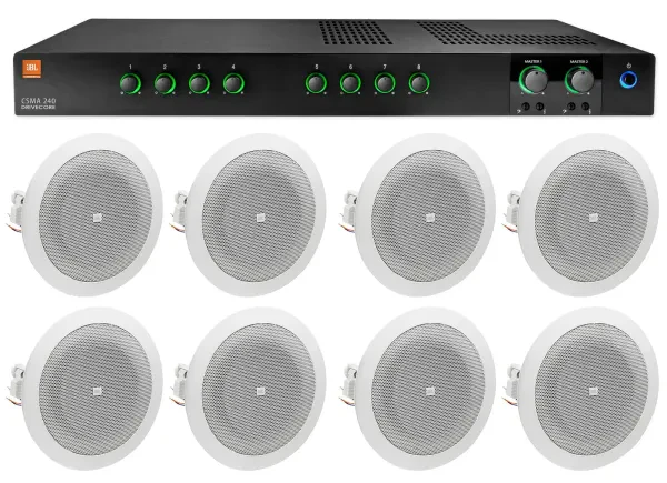 Потолочная акустика JBL 8124 White с усилителем (8 штук)