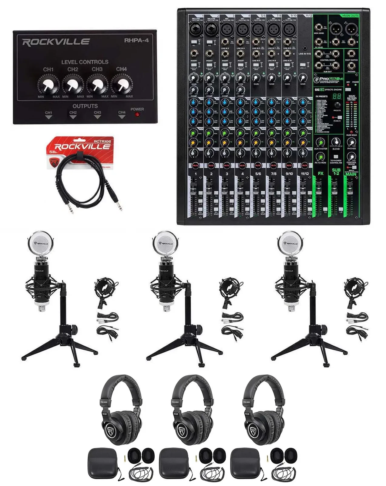 Комплект для подкастов Mackie ProFX12v3+(3) RCM03 BROAD 3