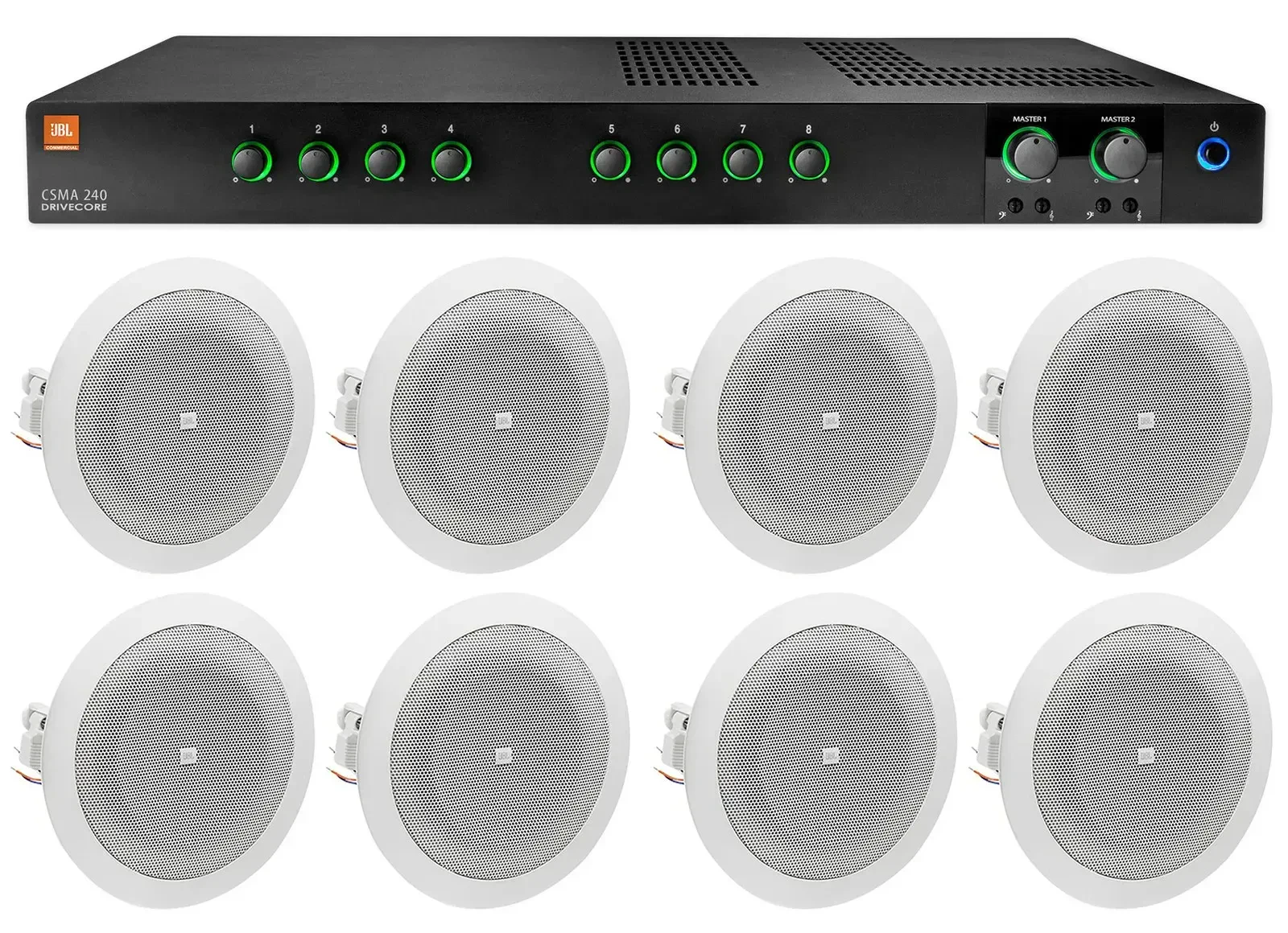 Потолочная акустика JBL 8124 White с усилителем (8 штук)