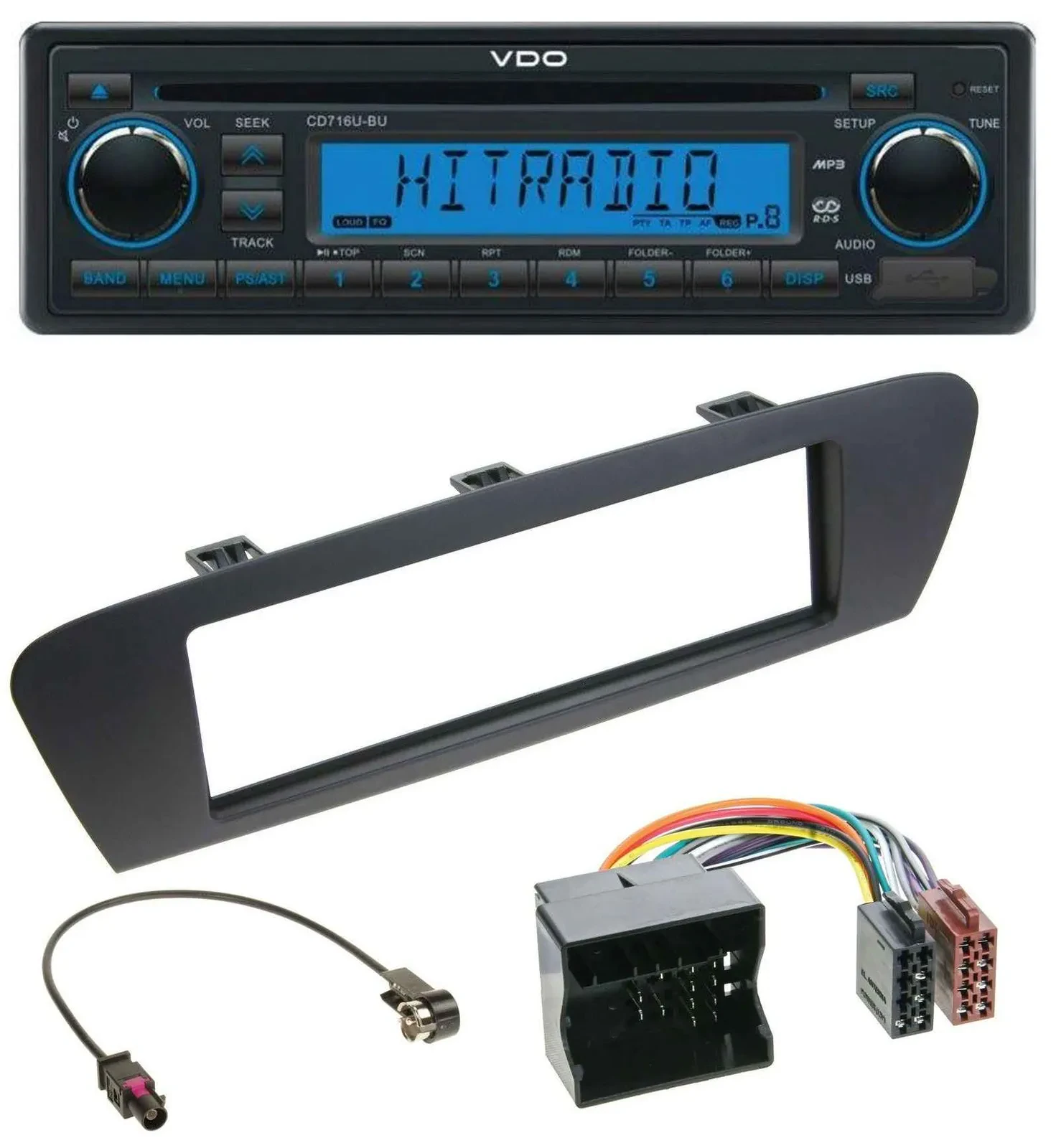 VDO AUX MP3 1DIN CD USB Autoradio für Renault Scenic (ab 12) - braun