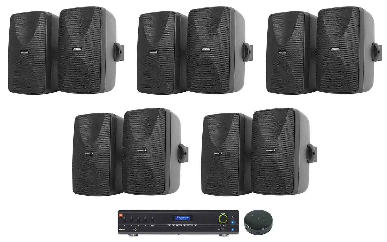 Настенная акустика JBL WET-7020B Black с усилителем (10 штук)