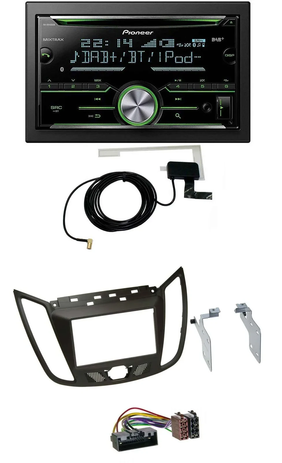 Pioneer CD USB MP3 Bluetooth 2DIN DAB Autoradio für Ford C-Max (ab 10) braun