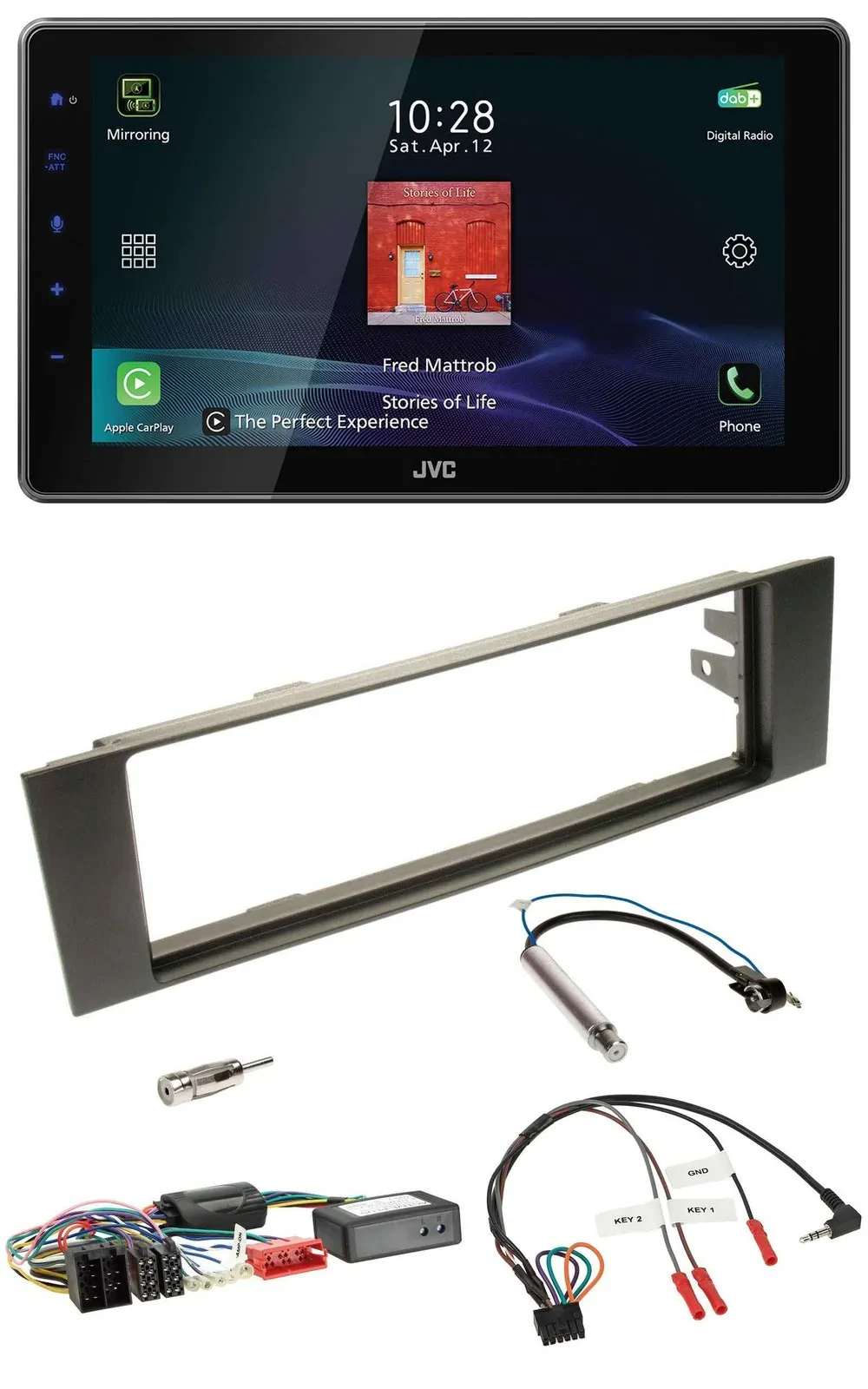 JVC DAB Lenkrad Bluetooth USB Autoradio für Audi A3 03-06 Teilsystemadapter