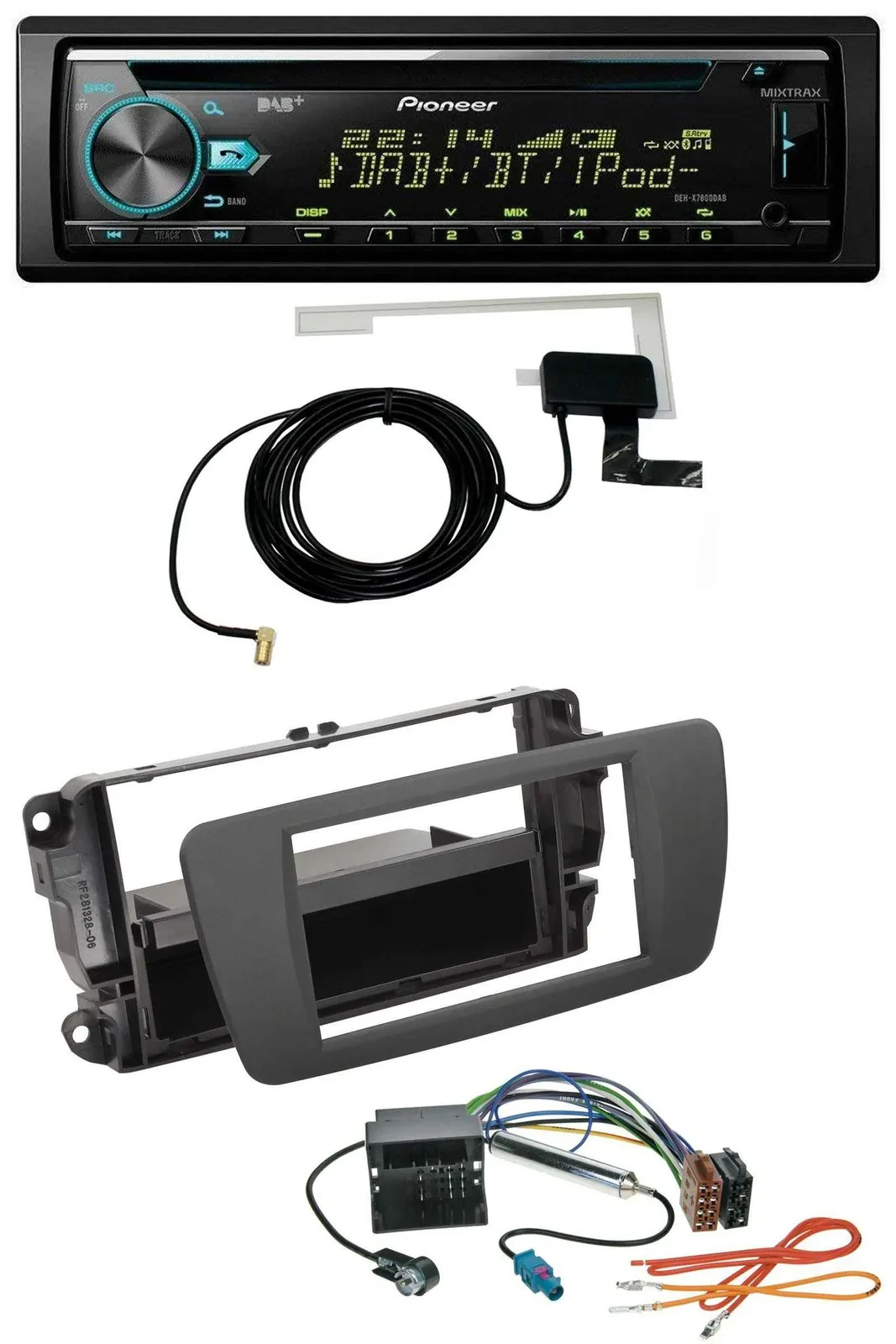 Pioneer MP3 AUX CD USB DAB Autoradio für Seat Ibiza (ab 12) - tuam grey