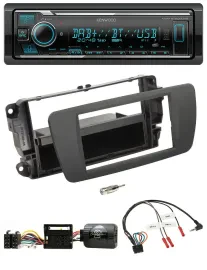 Автомагнитола для Seat Ibiza Kenwood Bluetooth, DAB, USB, поддержка кнопок на руле, серый