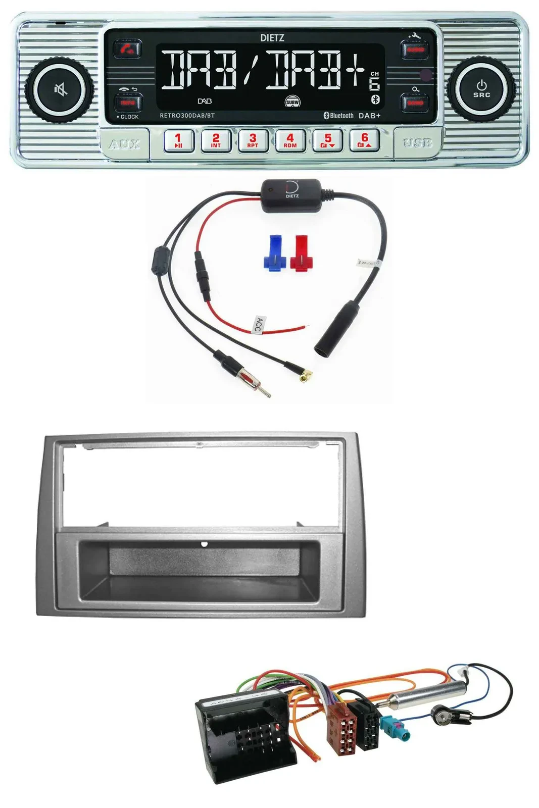 Dietz DAB USB MP3 Bluetooth Autoradio für Peugeot 308 07-09 dunkelsilber