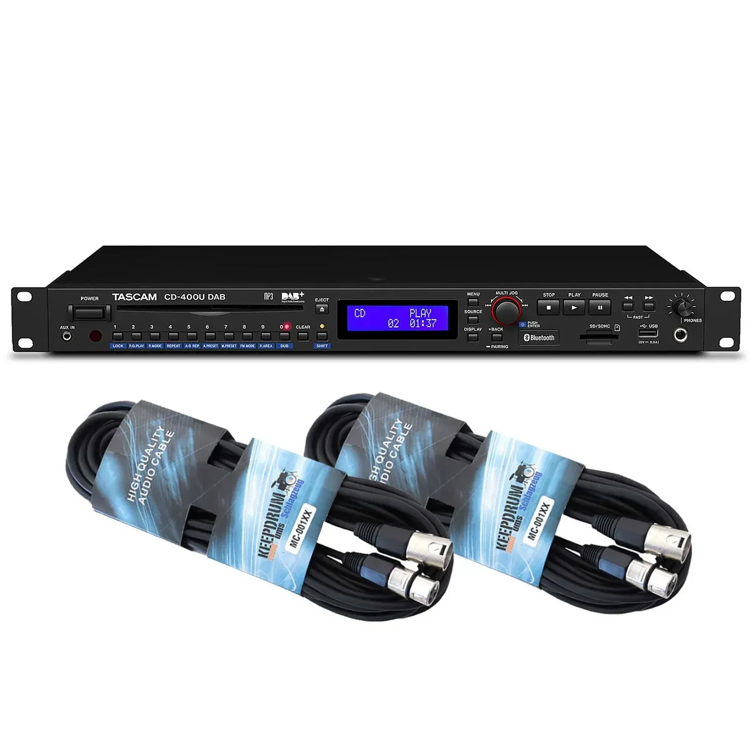 Медиаплеер TASCAM CD400UDAB USB, Bluetooth с 2 x XLR-кабелями