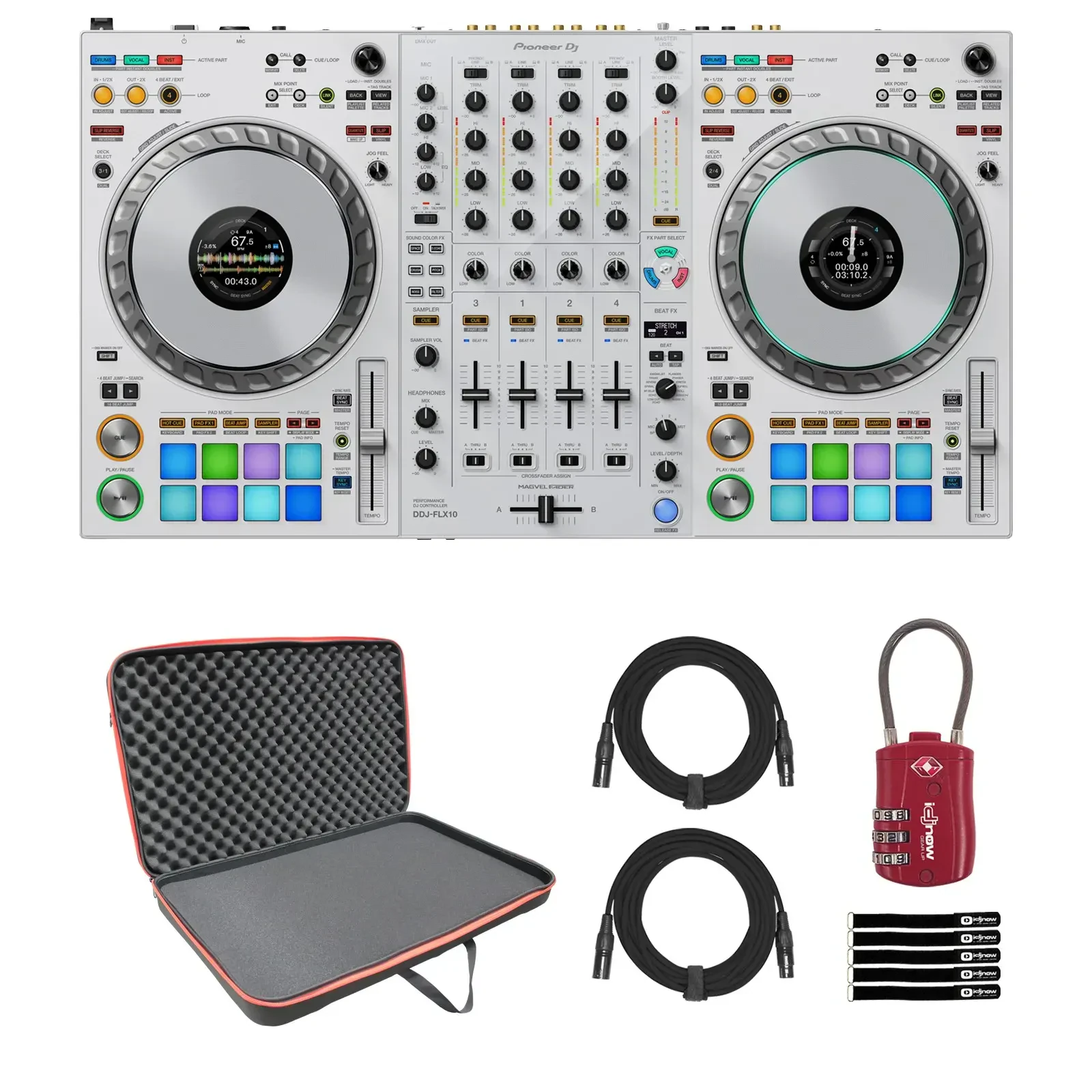 DJ-контроллер с джогом Pioneer DDJ-FLX10 White с аксессуарами