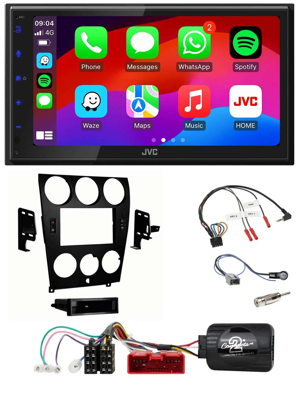 JVC Bluetooth USB Lenkrad 2DIN DAB Autoradio für Mazda 6 2006-2008