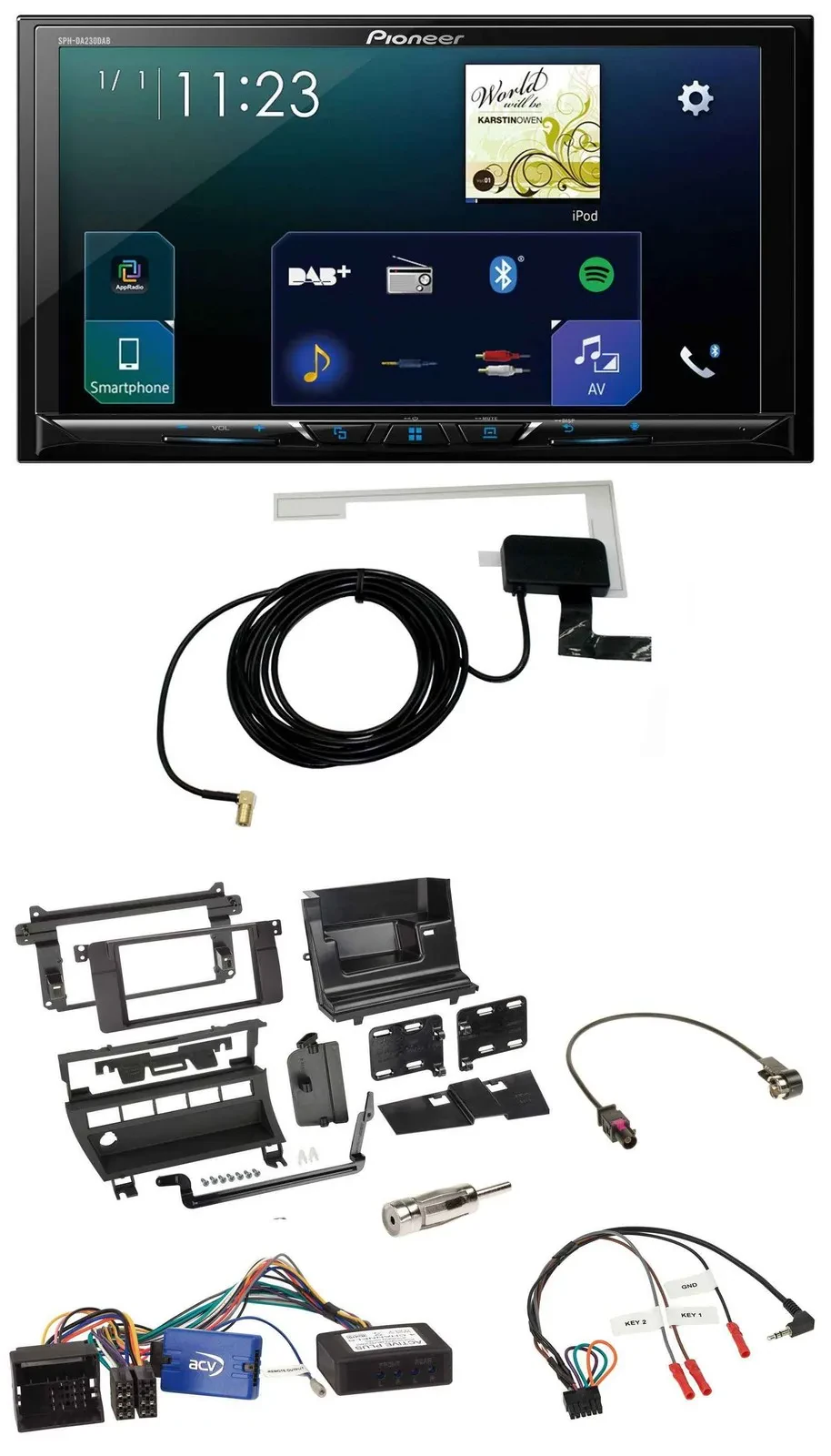 Pioneer 2DIN DAB USB Lenkrad Bluetooth Autoradio für BMW 3er 02-06 E46 5 Schalte