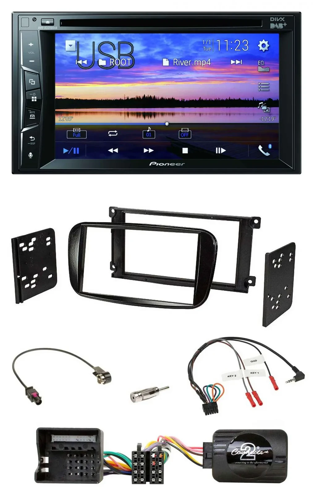 Pioneer Bluetooth 2DIN USB DVD DAB Lenkrad Autoradio für Ford C-Max Focus Galaxy