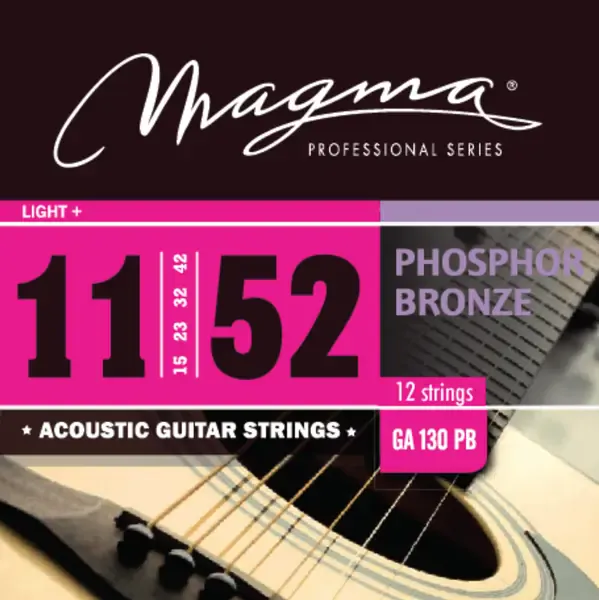 Струны для 12-струнной акустической гитары 11-52 Magma Strings GA130PB12