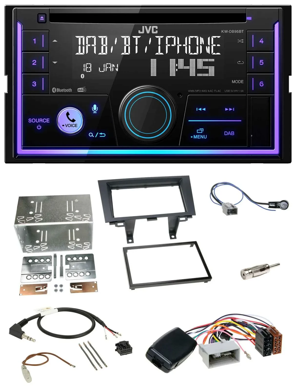 JVC Lenkrad USB 2DIN DAB Bluetooth CD Autoradio für Honda CRV 2006-2012