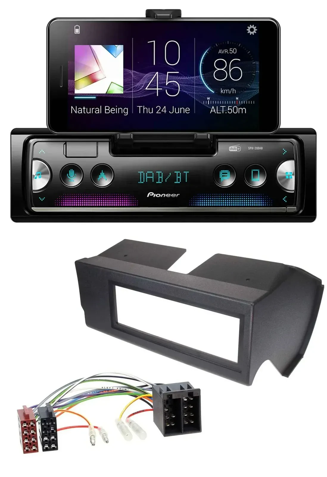 Автомагнитола Pioneer USB MP3 Bluetooth DAB для Fiat Panda (до 2002), черный