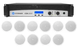 Crown CDi2000 2-Channel, 800w 70V Commercial Amplifier+(10) JBL Ceiling Speakers