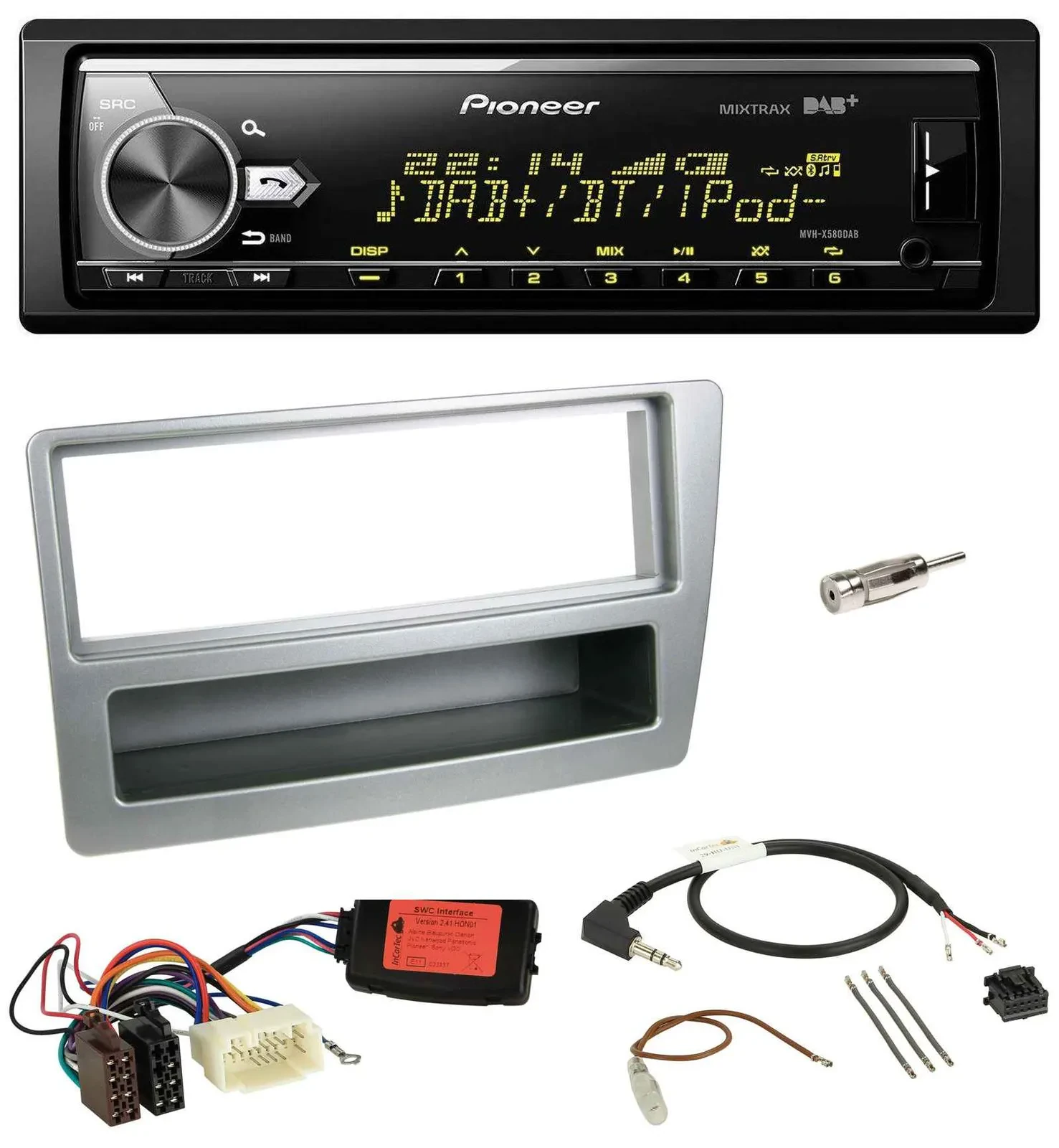 Pioneer Bluetooth USB DAB Lenkrad Autoradio für Honda Civic 2004-2006 silber