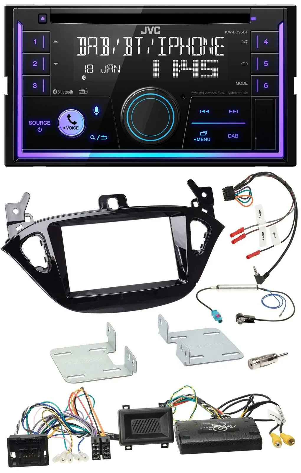 JVC Lenkrad USB 2DIN DAB Bluetooth CD Autoradio für Opel Adam Corsa E ab 2013 PD