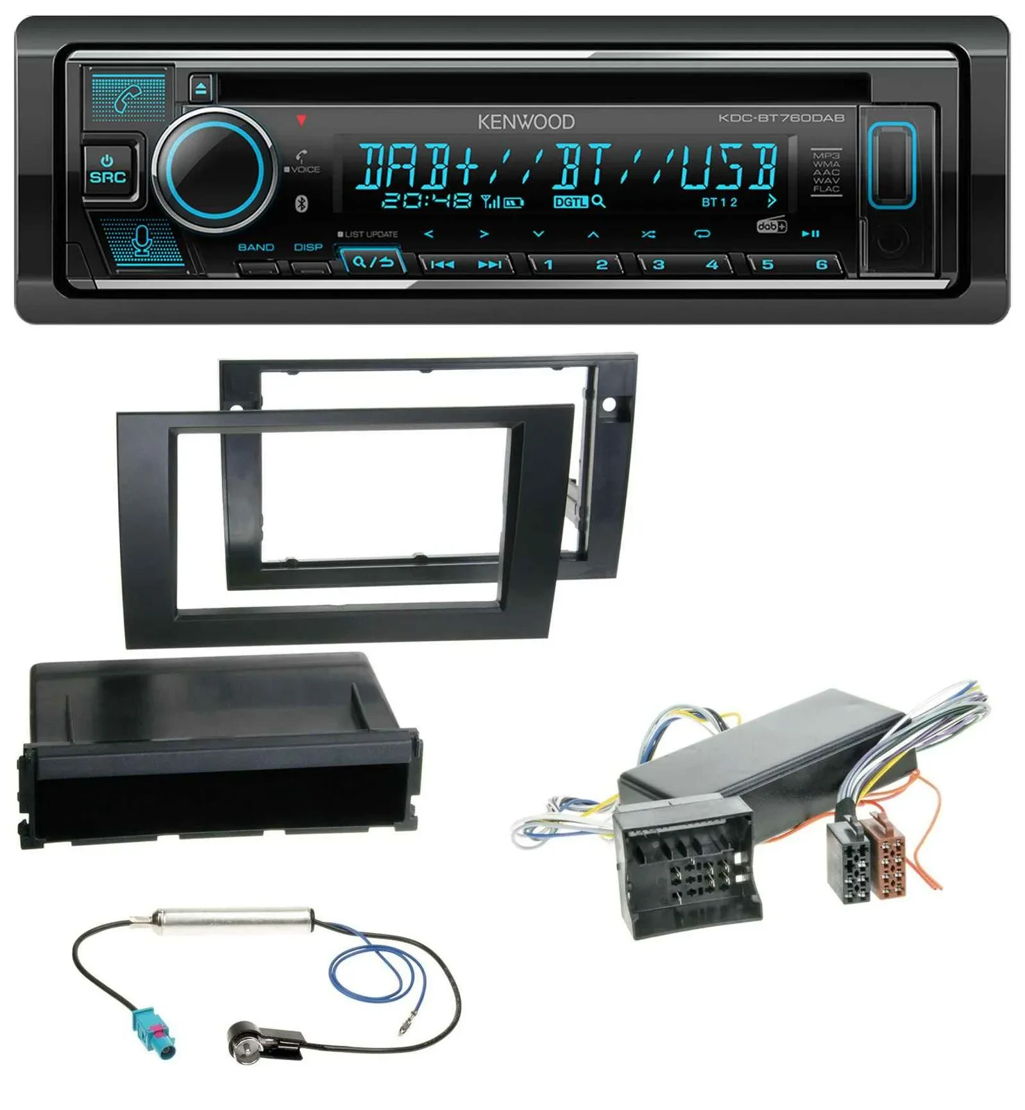 Автомагнитола Kenwood MP3, Bluetooth, DAB, USB, CD для Audi A4 B5 (1999–2001) Symphony/Bose