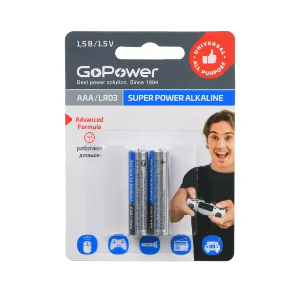 Элемент питания GoPower AAA/LR03 Super Power AAA (2 штуки)