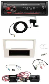 Pioneer 1DIN USB DAB MP3 Lenkrad Autoradio für Opel Corsa D perl-weiss 09-14