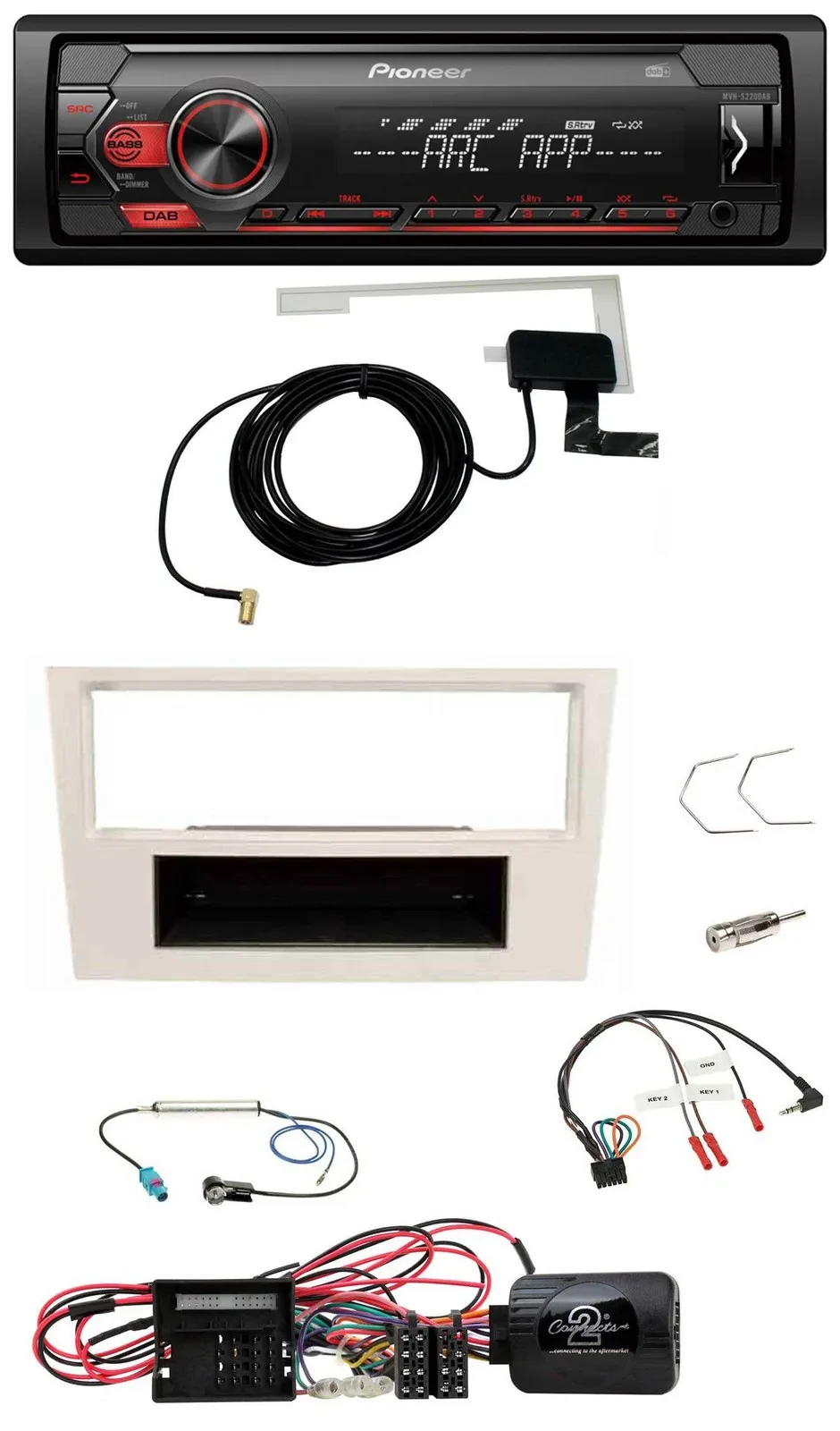 Pioneer 1DIN USB DAB MP3 Lenkrad Autoradio für Opel Corsa D perl-weiss 09-14