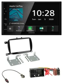 Kenwood Bluetooth MP3 DAB USB 2DIN Autoradio für Fiat 500X ab 2016 klavierlack s