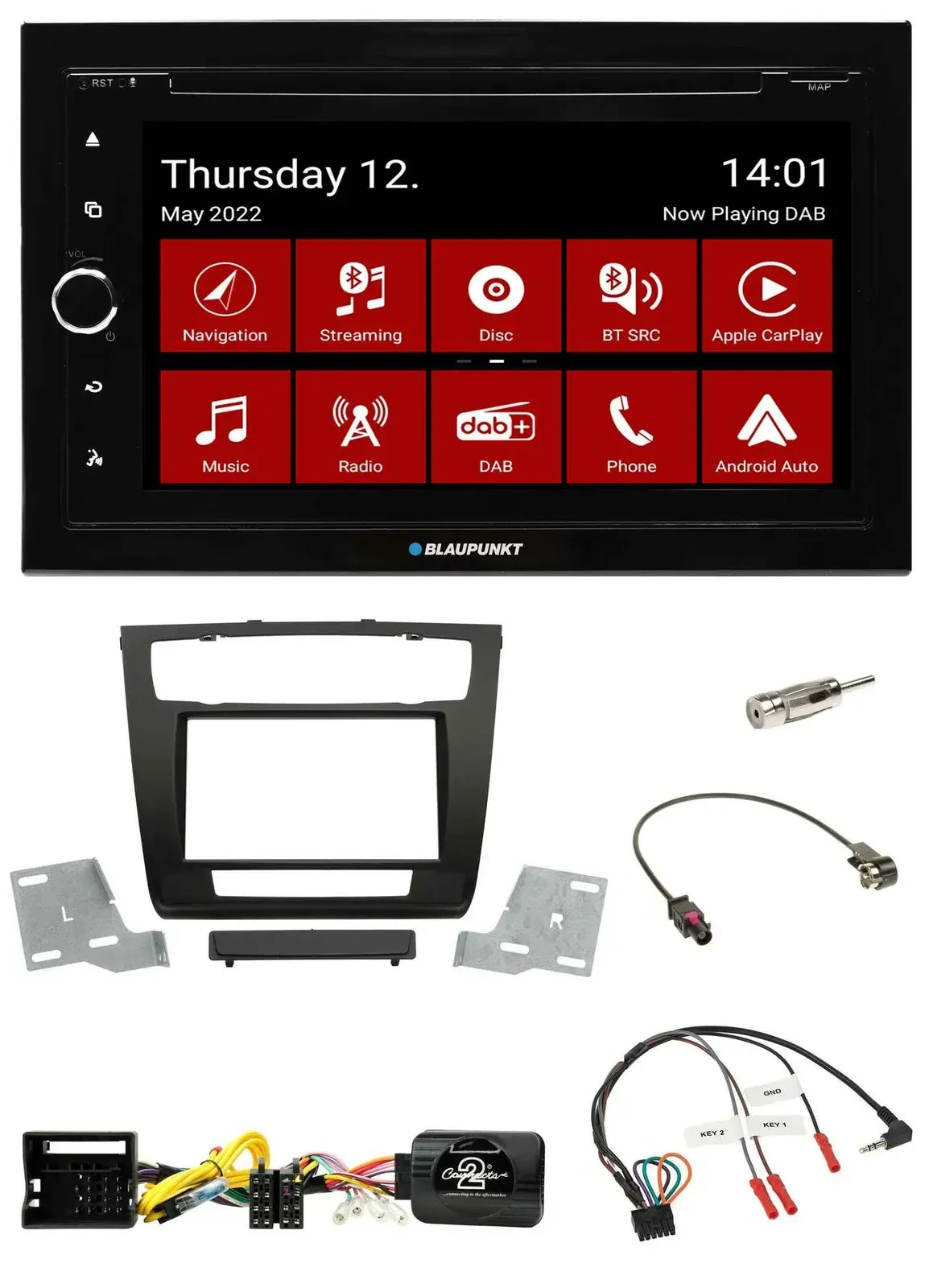 Blaupunkt Lenkrad DVD Bluetooth DAB 2DIN USB Autoradio für BMW 1er aut. Klima E8