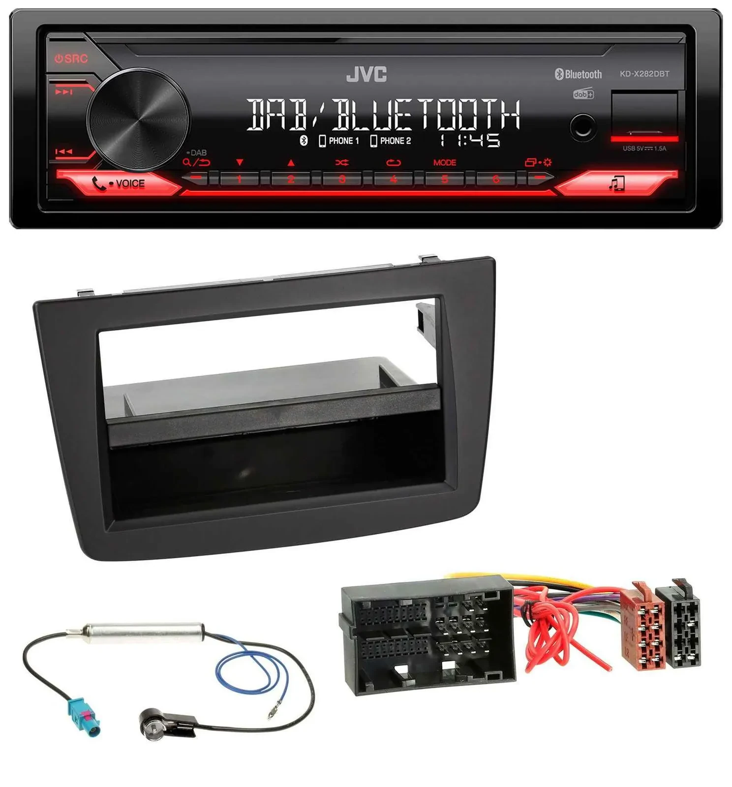 JVC Bluetooth USB DAB MP3 Autoradio für Alfa Romeo Mito 955 ab 14 schwarz