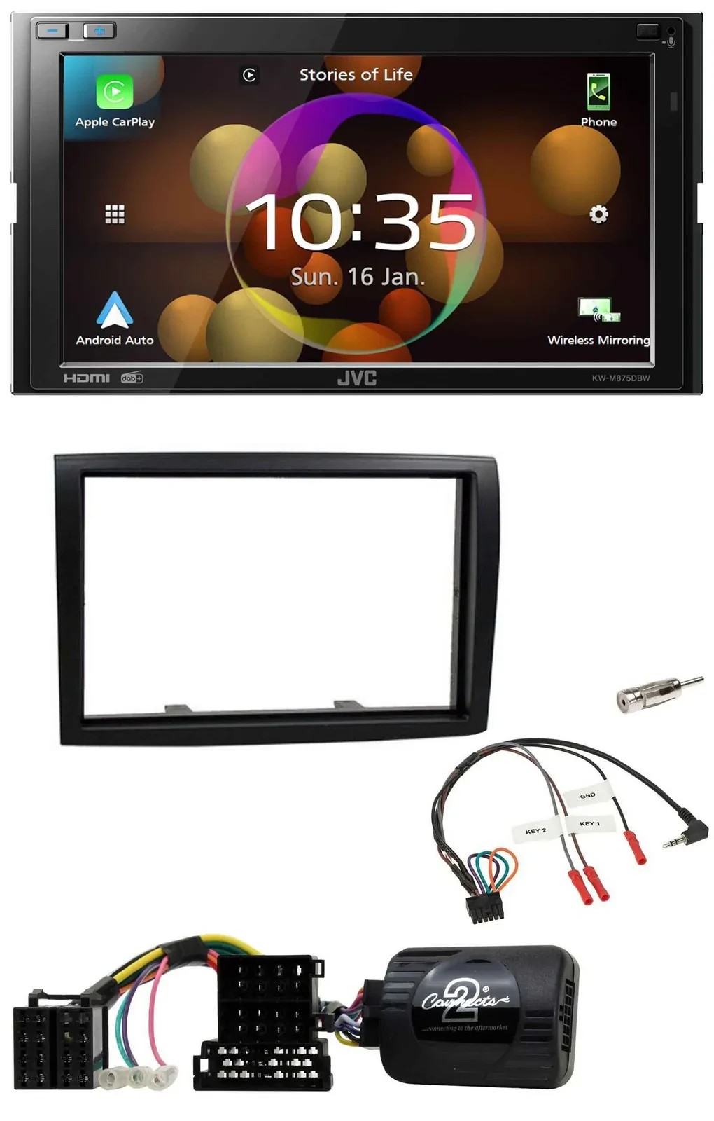 JVC DAB Lenkrad 2DIN Bluetooth USB Autoradio für Citroen Jumper Peugeot Boxer 20