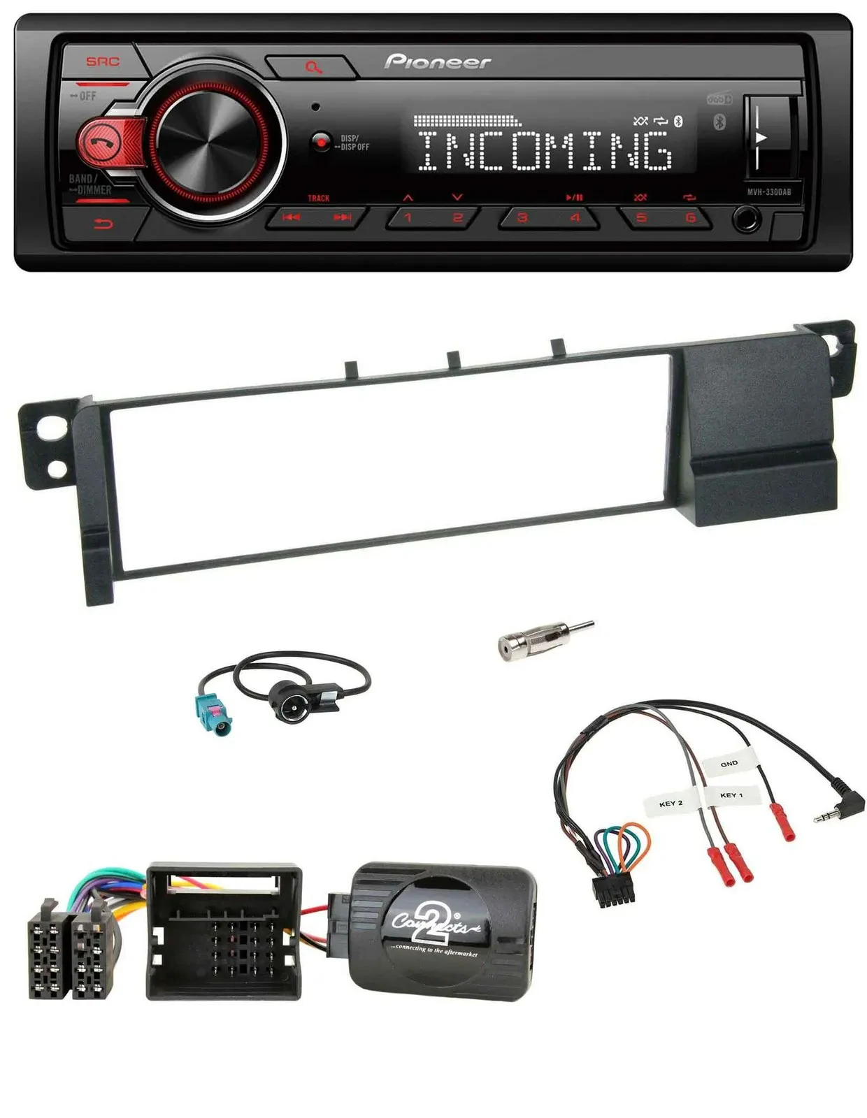 Pioneer Bluetooth USB DAB Lenkrad Autoradio für BMW 3er E46 2001-2007 Quadlock